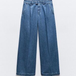 Zara Wide Leg Darted High Rise Jeans